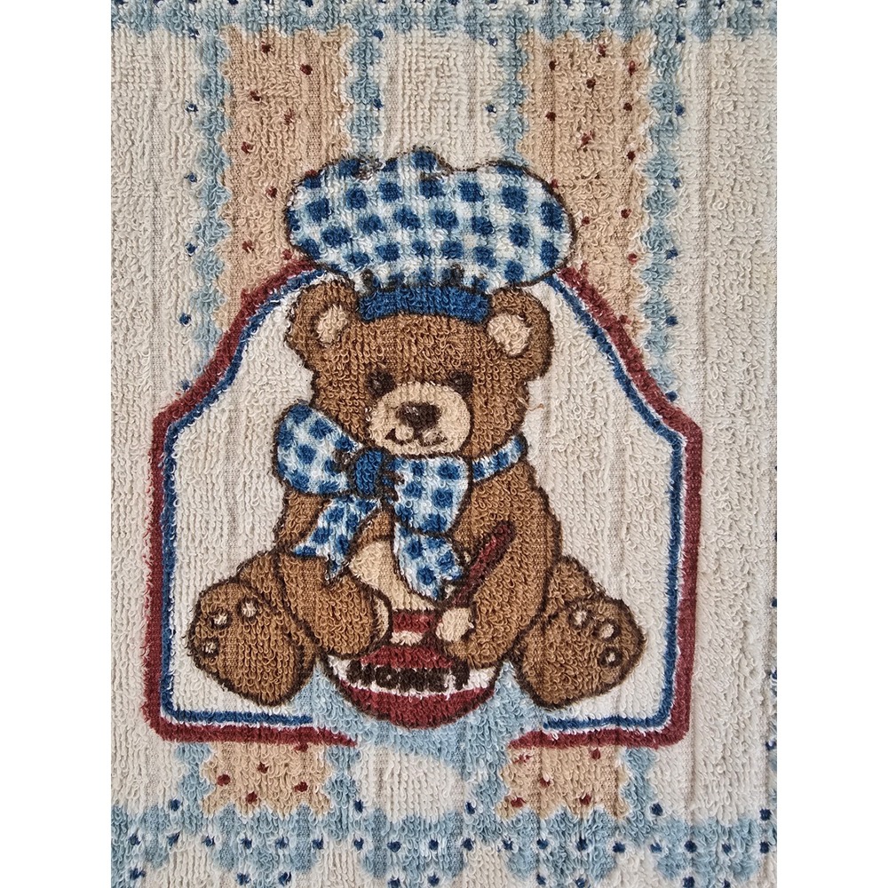 Vintage Teddy Bear Dish Towel Cotton Kitchen Works Cottagecore Gingham Grandma - Picture 2 of 8